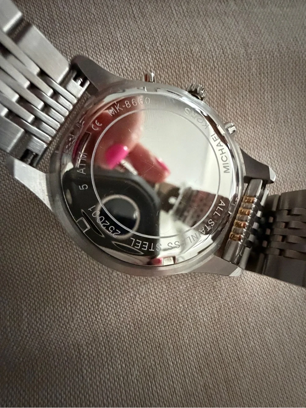 Michael Kors Silver and Gold-Tone Men's Chronograph Bracelet Watch